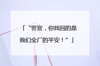 “警官，你找回的是我们全厂的平安！”