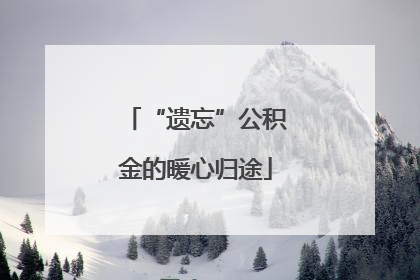“遗忘”公积金的暖心归途