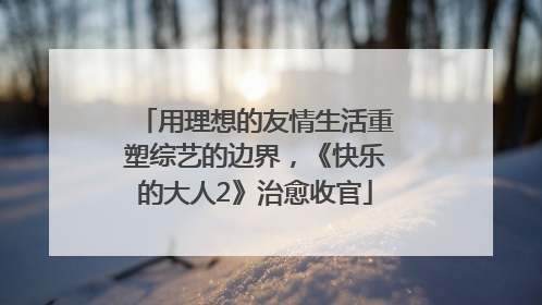 用理想的友情生活重塑综艺的边界，《快乐的大人2》治愈收官