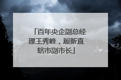 百年央企副总经理王秀峰，履新直辖市副市长