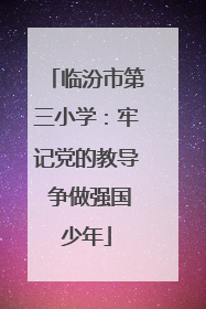 临汾市第三小学：牢记党的教导 争做强国少年