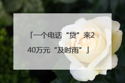 一个电话“贷”来240万元“及时雨”