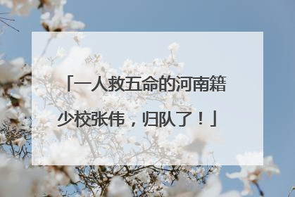 一人救五命的河南籍少校张伟，归队了！