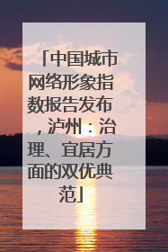 中国城市网络形象指数报告发布，泸州：治理、宜居方面的双优典范
