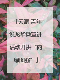 云洞·青年说龙华微宣讲活动开讲“向绿图强”