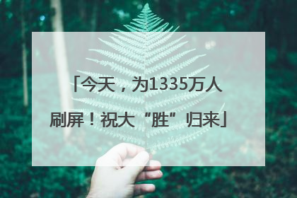 今天，为1335万人刷屏！祝大“胜”归来