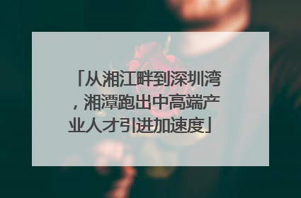 从湘江畔到深圳湾，湘潭跑出中高端产业人才引进加速度