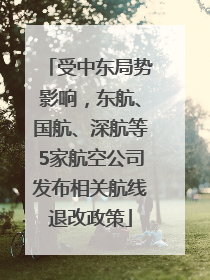 受中东局势影响，东航、国航、深航等5家航空公司发布相关航线退改政策