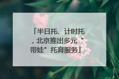 半日托、计时托，北京推出多元“带娃”托育服务