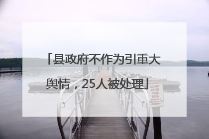 县政府不作为引重大舆情，25人被处理