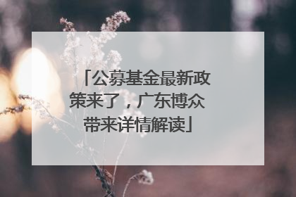 公募基金最新政策来了，广东博众带来详情解读