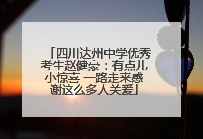 四川达州中学优秀考生赵健豪：有点儿小惊喜 一路走来感谢这么多人关爱