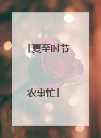 夏至时节农事忙