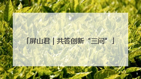 屏山君｜共答创新“三问”
