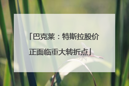 巴克莱：特斯拉股价正面临重大转折点