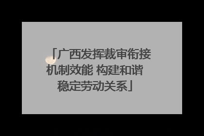 广西发挥裁审衔接机制效能 构建和谐稳定劳动关系