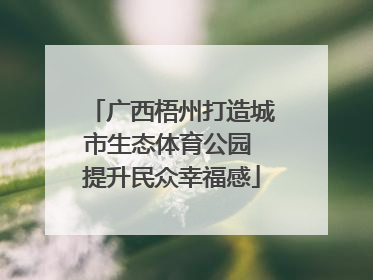 广西梧州打造城市生态体育公园 提升民众幸福感
