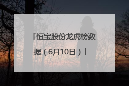 恒宝股份龙虎榜数据（6月10日）