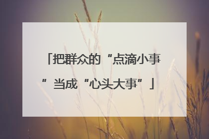 把群众的“点滴小事”当成“心头大事”