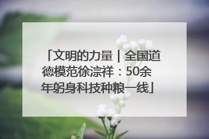 文明的力量｜全国道德模范徐淙祥：50余年躬身科技种粮一线