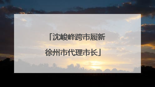 沈峻峰跨市履新徐州市代理市长