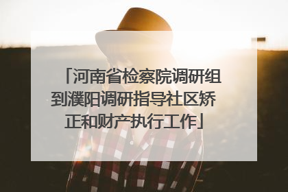 河南省检察院调研组到濮阳调研指导社区矫正和财产执行工作