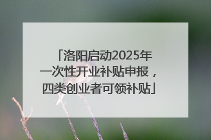 洛阳启动2025年一次性开业补贴申报，四类创业者可领补贴