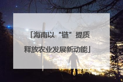 海南以“链”提质 释放农业发展新动能