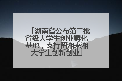 湖南省公布第二批省级大学生创业孵化基地，支持留湘来湘大学生创新创业