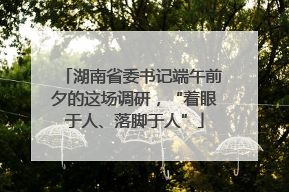 湖南省委书记端午前夕的这场调研，“着眼于人、落脚于人”