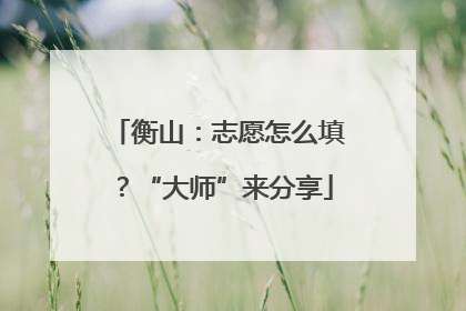 衡山：志愿怎么填？“大师”来分享