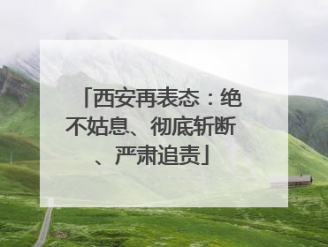 西安再表态：绝不姑息、彻底斩断、严肃追责