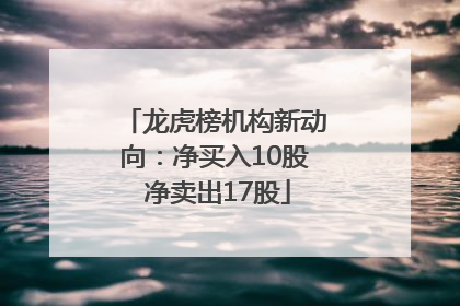 龙虎榜机构新动向：净买入10股 净卖出17股